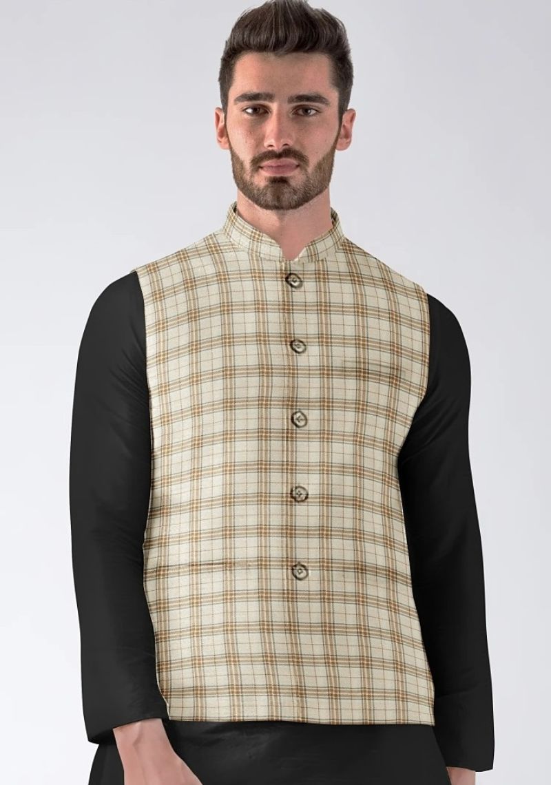 Buy Beige Brown Men Nehru Jacket Wool for Best Price, Reviews