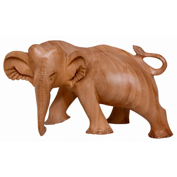 Teak-Wood Natural Color Elephant Statue-3.5 inch