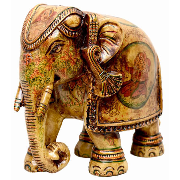 handcarved elephant miniature painting resin Elephant sculpture-7 inch