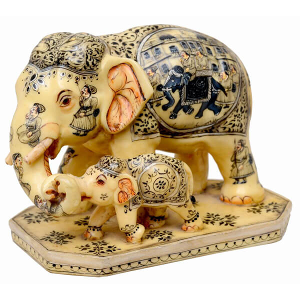 resin Natural Color Elephant sculpture-8 inch