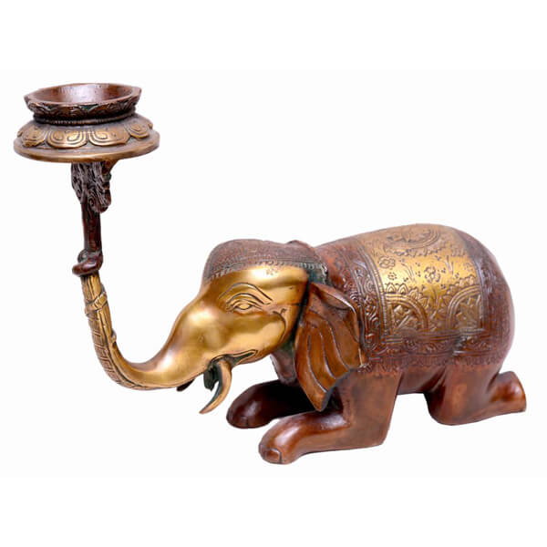 Metal Bronze Elephant sculpture-9.5 inch