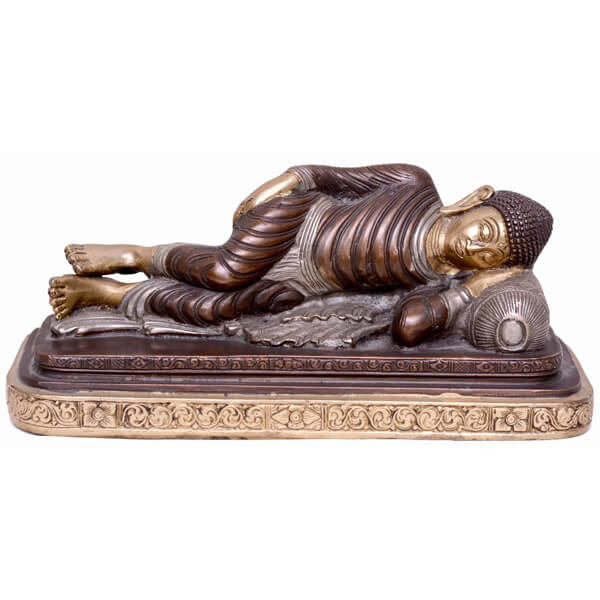 Antique metal sleeping Budha Sclupture