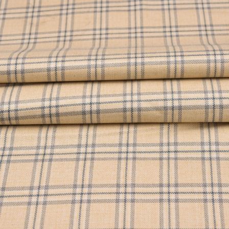 Beige Black Checks Tweed Wool Fabric-90737