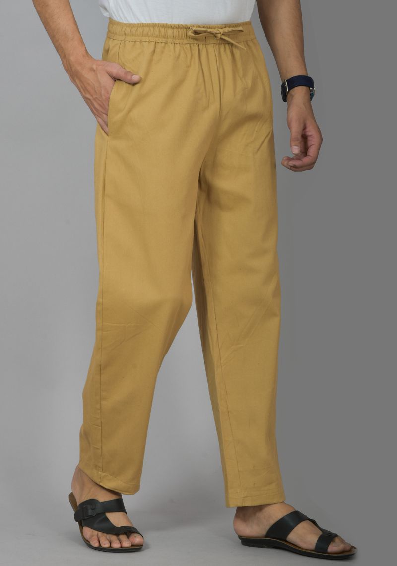 Beige Cotton Twill Men Pant-48269
