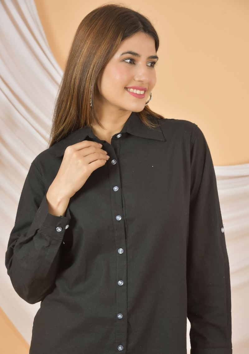 Black Airy-Linen Shirt-49153