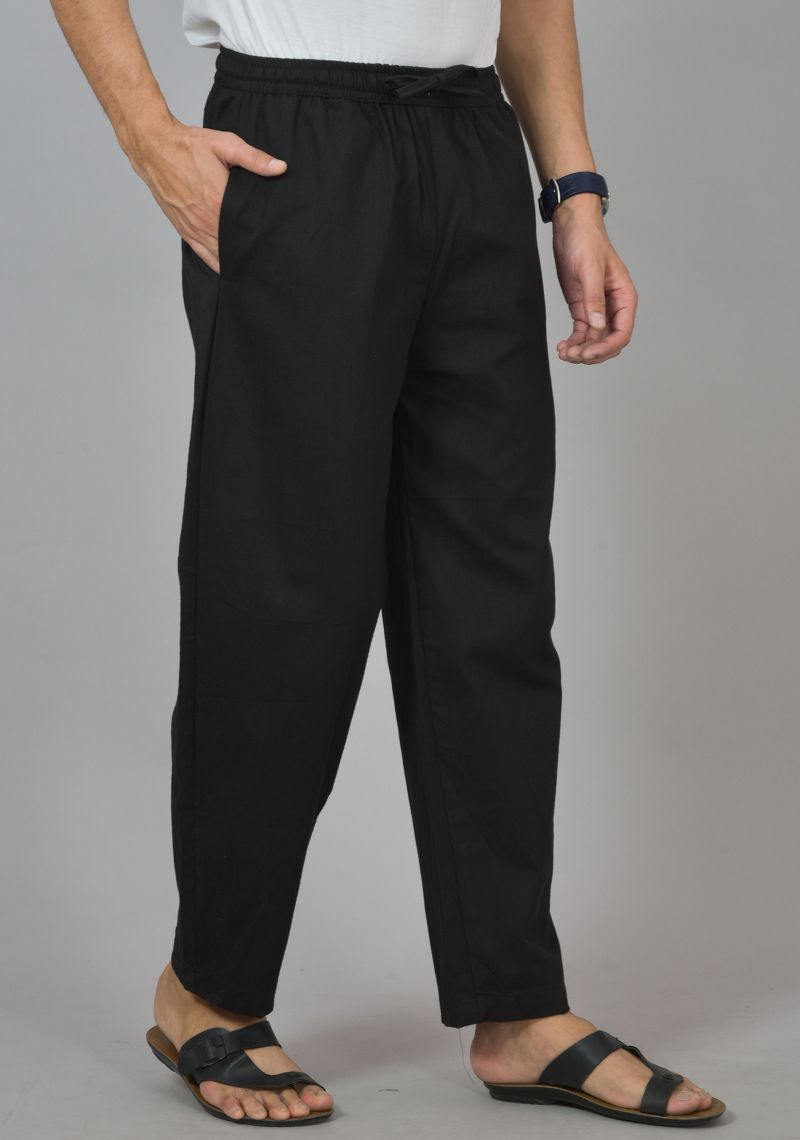 Black Cotton Twill Men Pant-48274
