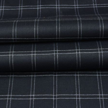 Black White Checks Tweed Wool Fabric-90696