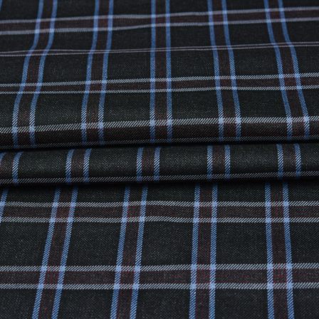 Black White Checks Tweed Wool Fabric-90719