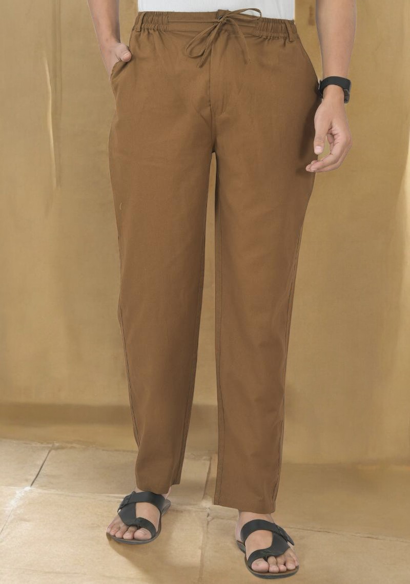 Brown Linen Regular Fit Pant-49407
