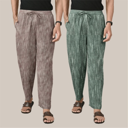 Combo of 2 Cotton Men Handloom Pant Maroon and Gray-40105