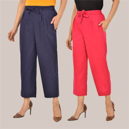 Combo of 2 Pink and Navy Blue Cotton Culottes-38501