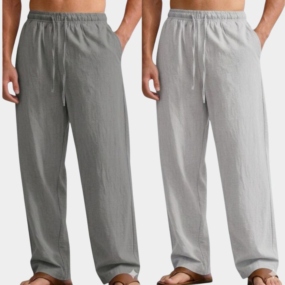 Combo of 2 Premium Linen Relaxed Fit Loose Fit Men Pant Gray and Light Gray-51597