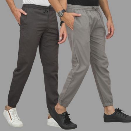 Combo of 2 Pure Cotton Four Pocket Cargo Pants Charcoal Gray and Gray-46477