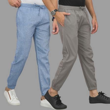Combo of 2 Pure Cotton Four Pocket Cargo Pants Denim and Gray-46447