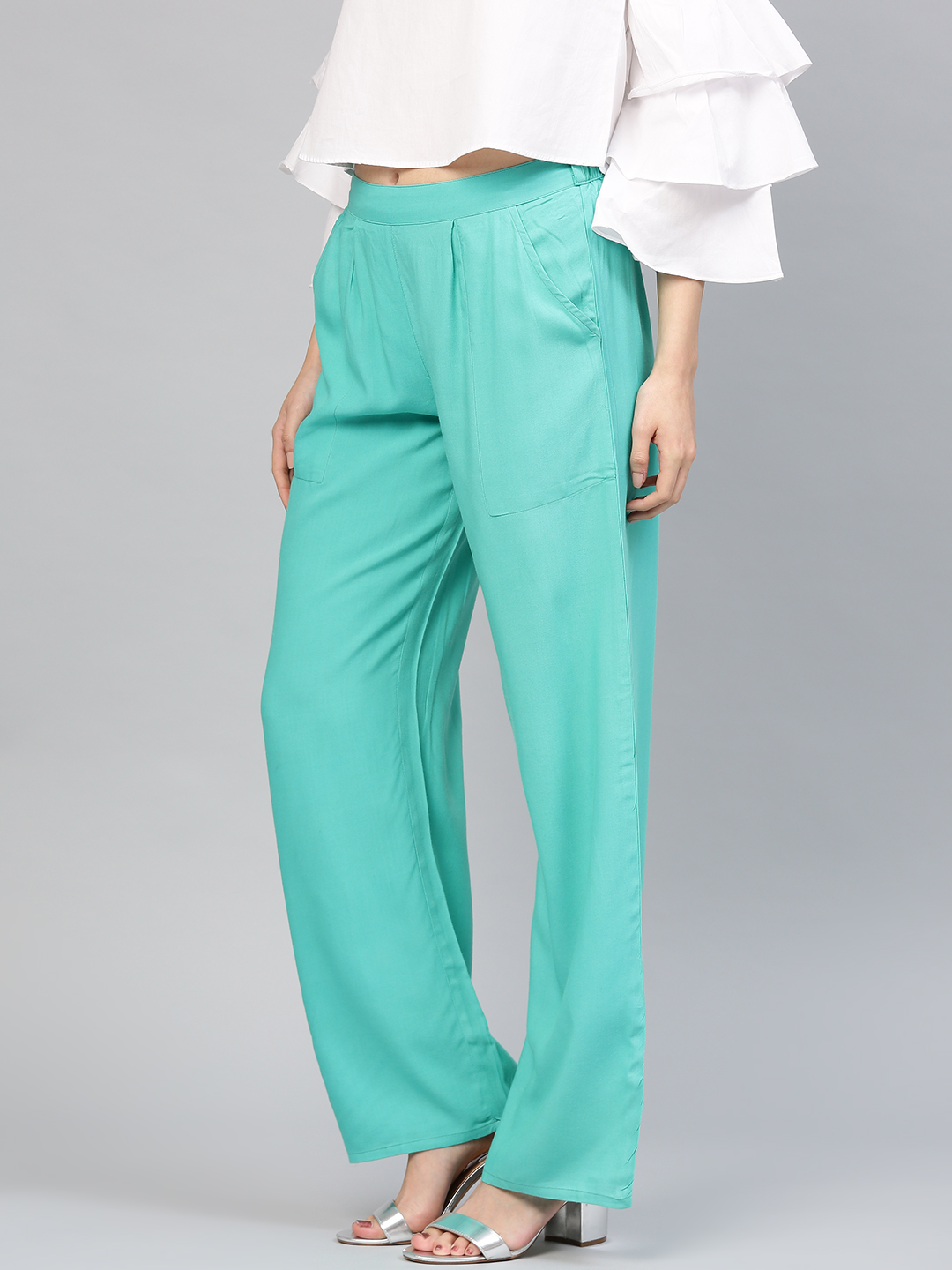 Cyan Cotton Palazzo Pant-34287
