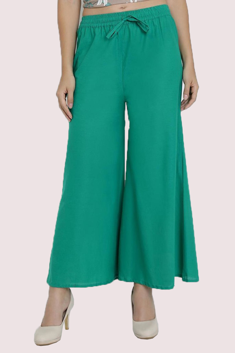 Cyan Cotton Solid Women Palazzo-33313