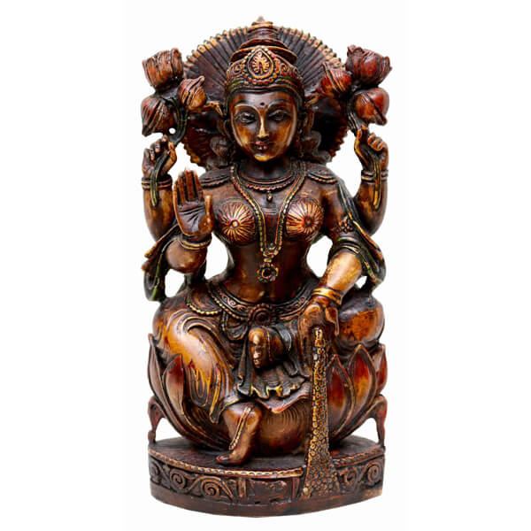 Dark Brown Hand Painted Saraswati Statue