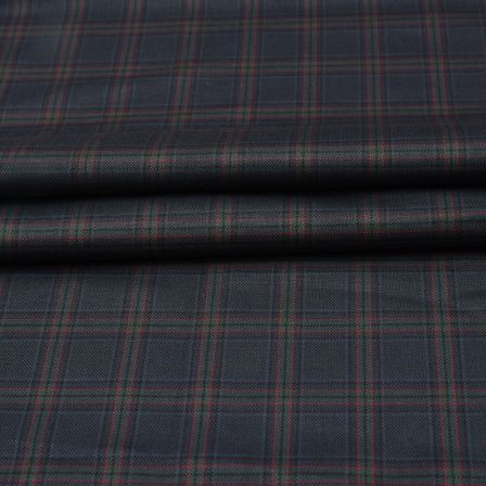 Dark Gray Black Checks Tweed Wool Fabric-90747