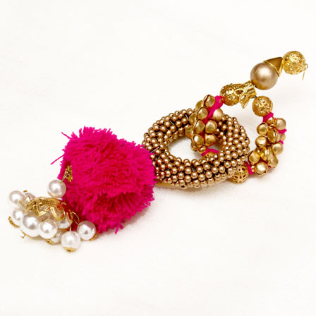 Decorative Handmade Twice Circular Design with Pink Latkans-0052