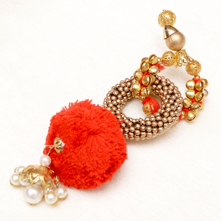 Decorative Handmade Twice Circular Design with Red Latkans-0051