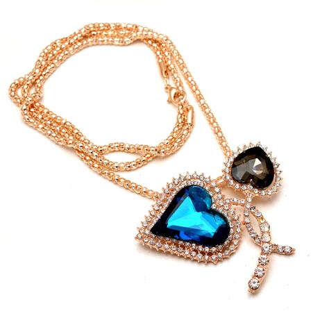 Dual Love Pattern with Golden Polish Chain Neckless for Women