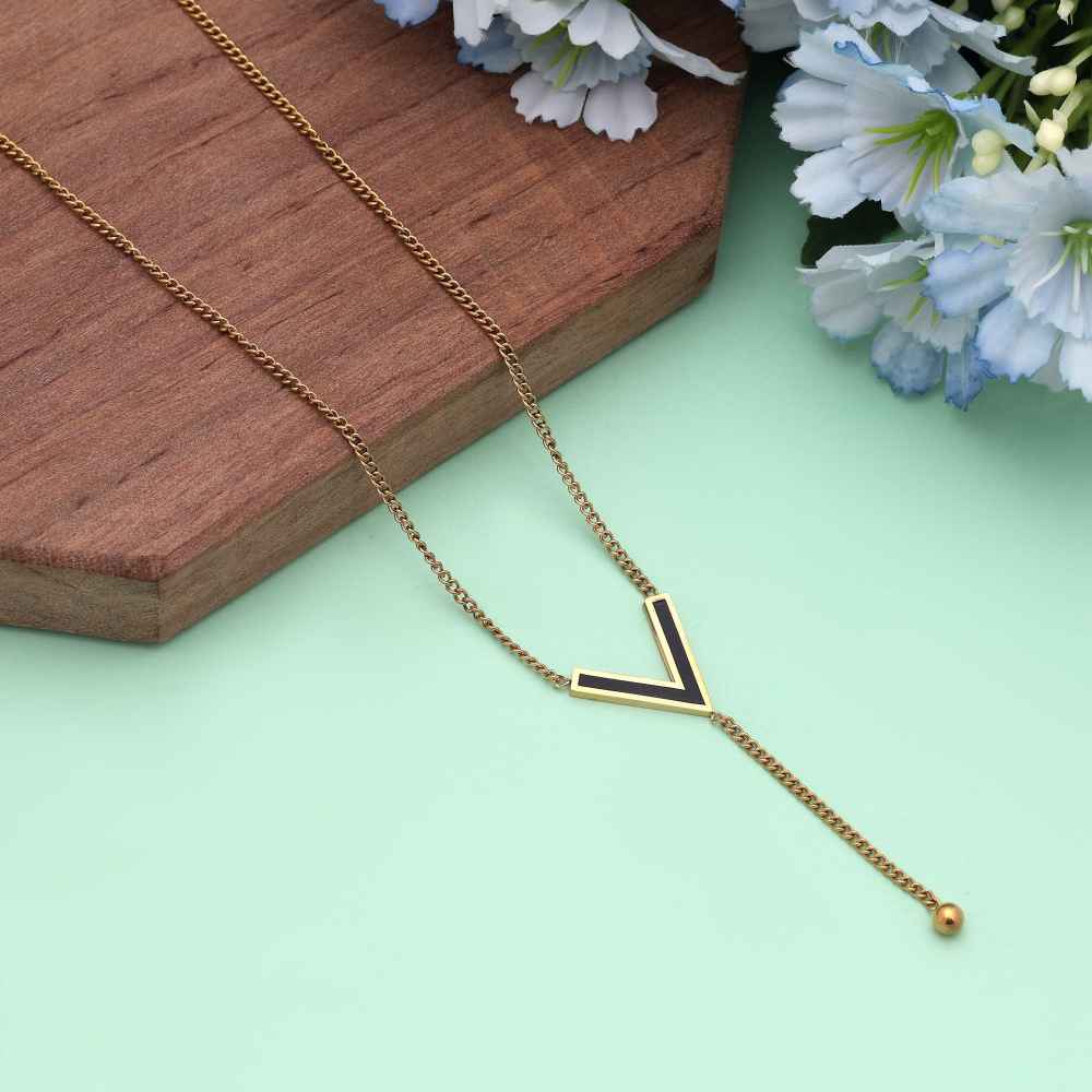 Black Color Stainless Steel Anti Tarnish Necklace Styled For Bold Modern Jewelry Lovers-FNDFP120BLK