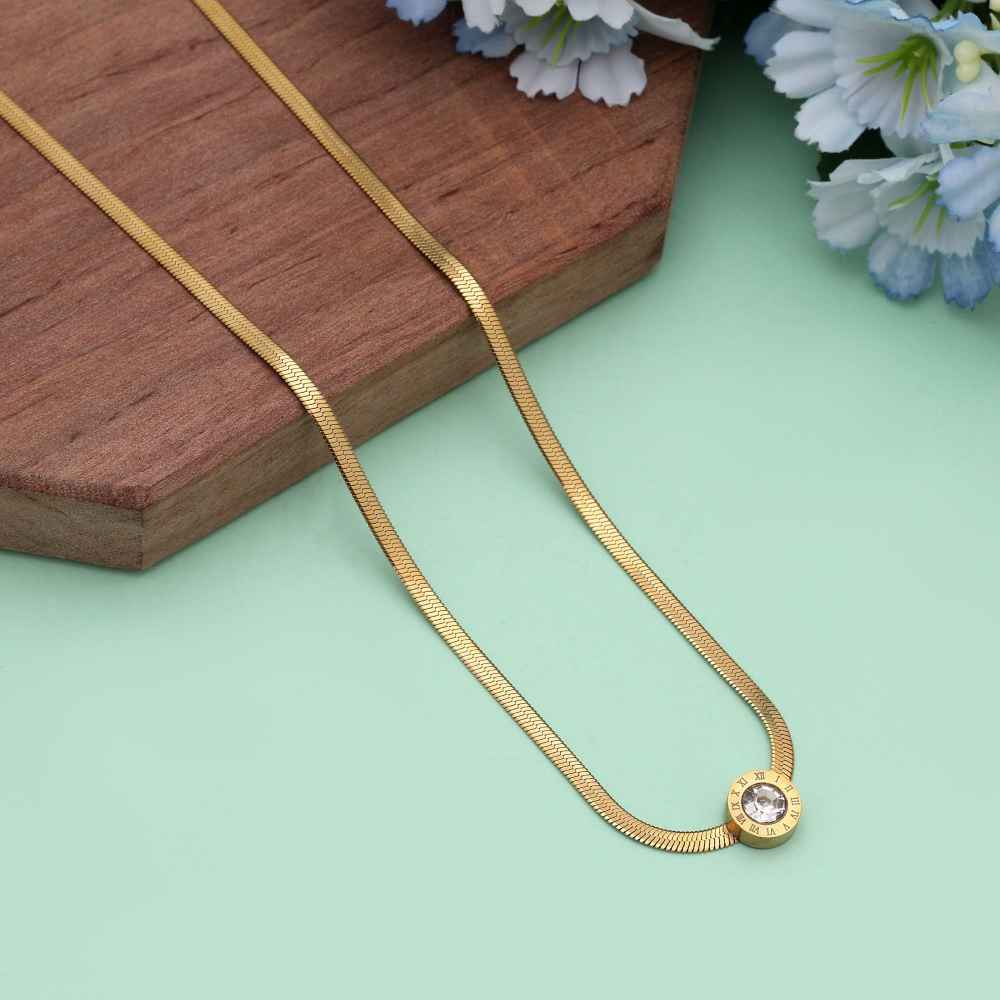 Gold Color Stainless Steel Anti Tarnish Necklace Suitable For Daily Use Without Fading-FNDFP126GLD