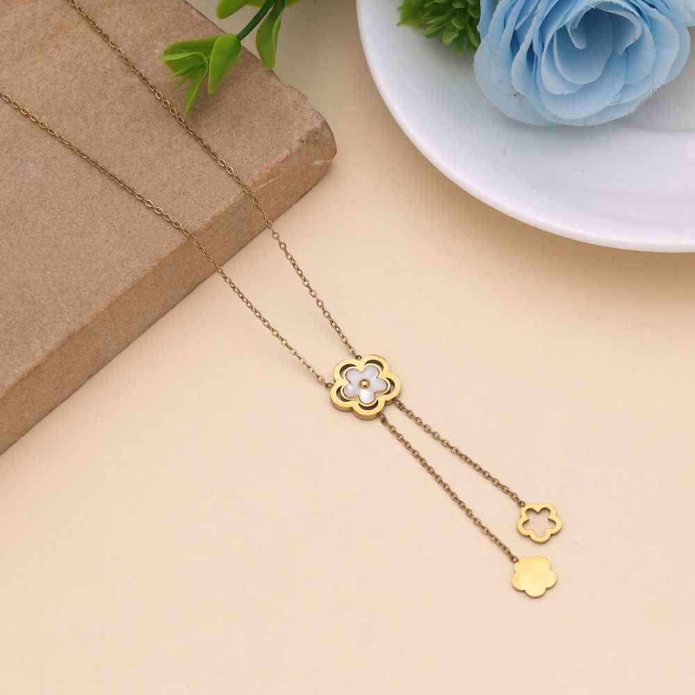Gold Color Stainless Steel Anti Tarnish Necklace Crafted For Modern Minimalist Fashion Trends-FNDFP128GLD