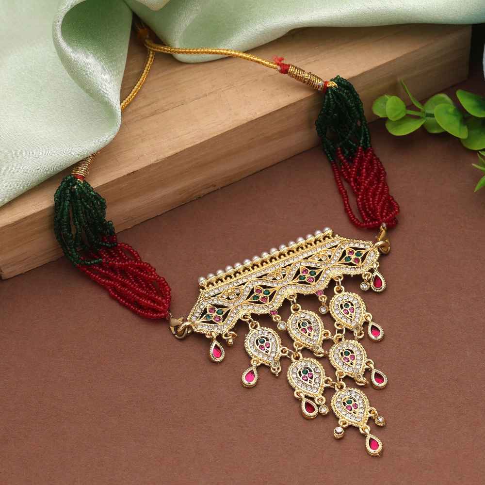 Multi Color Choker Rajputi Jewellery Rani Haar Inspired By Classic Rajasthani Artistry-FNPN129MLT