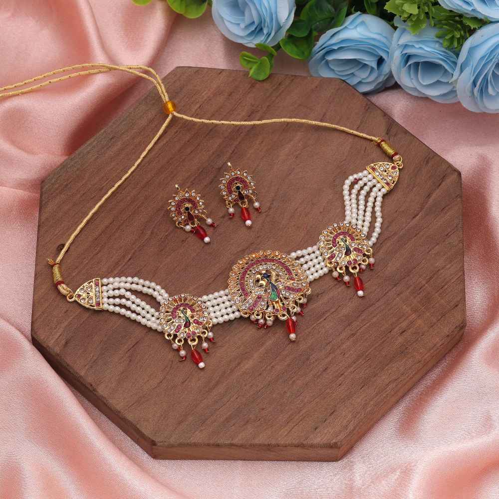 Multi Color Choker Rajputi Jewellery Rani Haar Offering Luxurious Ethnic Statement Appeal-FNPN135MLT
