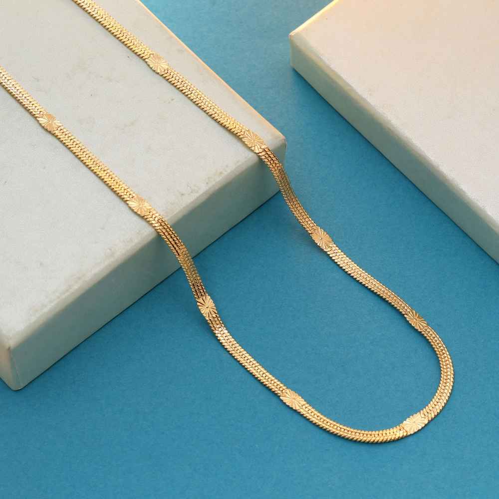 Gold Color Fashion Chain Necklace Inspired By Classic Indian Jewelry Simplicity-FNTRDN214GLD