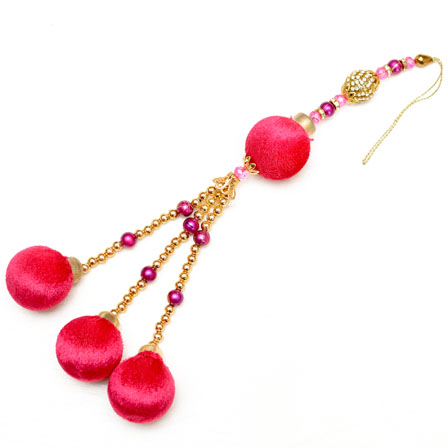 Golden Decorative Latkans with Pink Pom Pom-0045