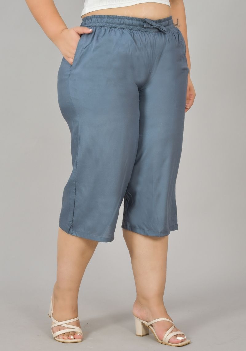 Gray Rayon Plus Size Ethnic Wear Culotte-48422