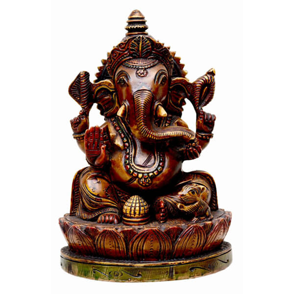 Haindpainted Dark brown Resin Ganpati Statue