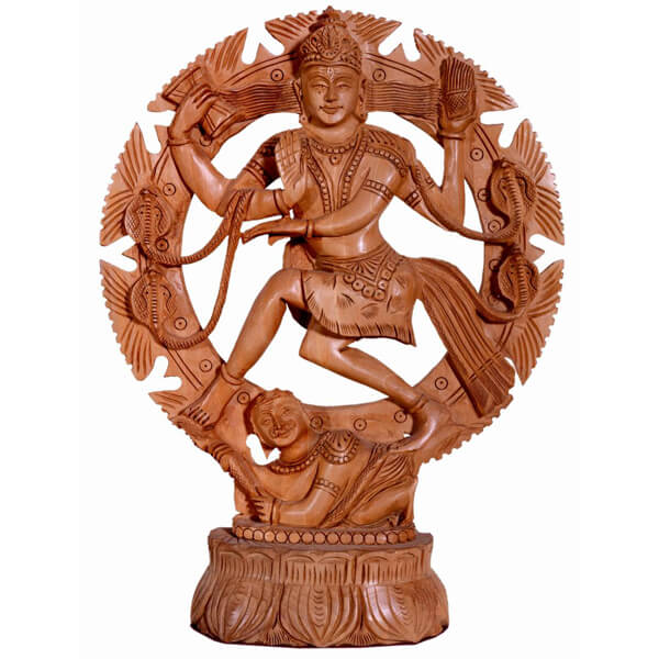 Handcarve Teak Wood Natraj Statue