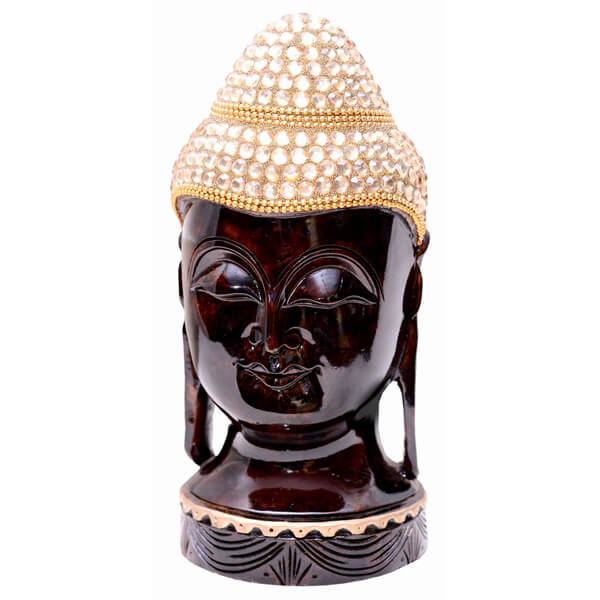 Handcarved teak wood buddha head