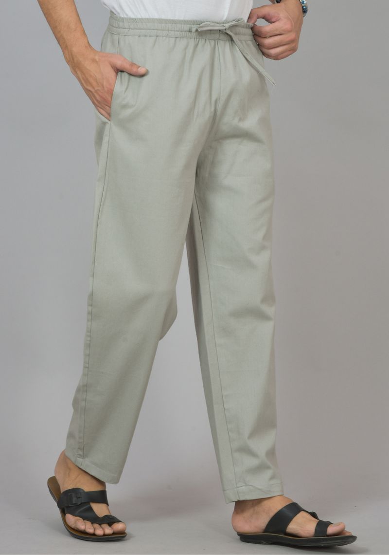 Light Gray Cotton Twill Men Pant-48268