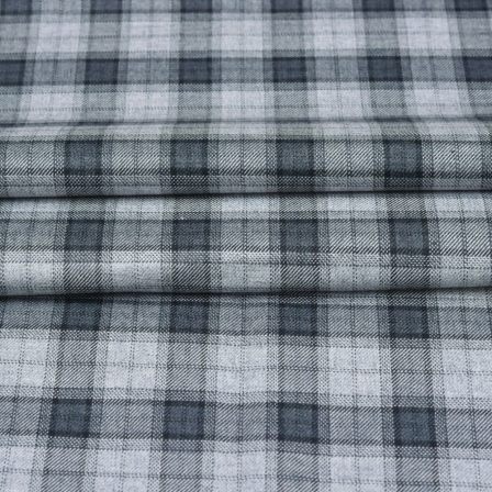 Light Grey Black Checks Tweed Wool Fabric-90709
