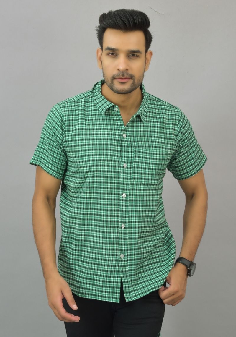 Buy Green Black Checks Cotton Shirt for Best Price, Reviews, Free