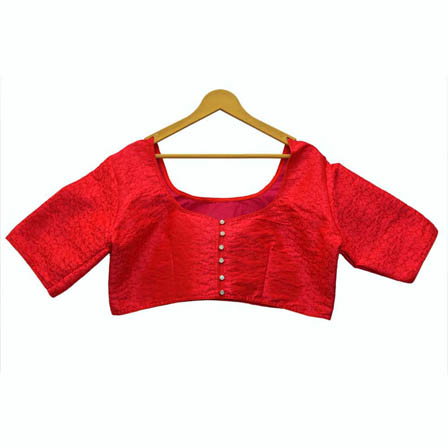Red Leaf Silk Brocade Blouse-30124