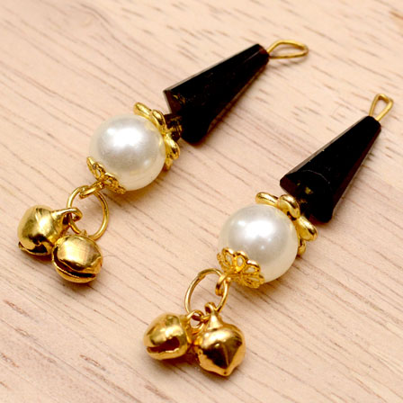Decorative Handmade Hanging Bells with Black Stones-0083