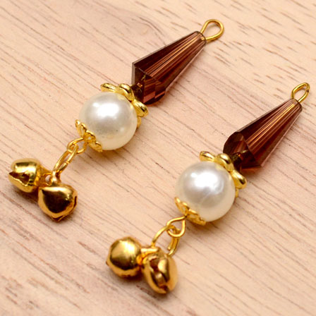 Decorative Handmade Hanging Bells with Brown Stones-0081