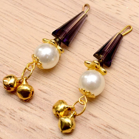 Decorative Handmade Hanging Bells with Brown Stones-0085