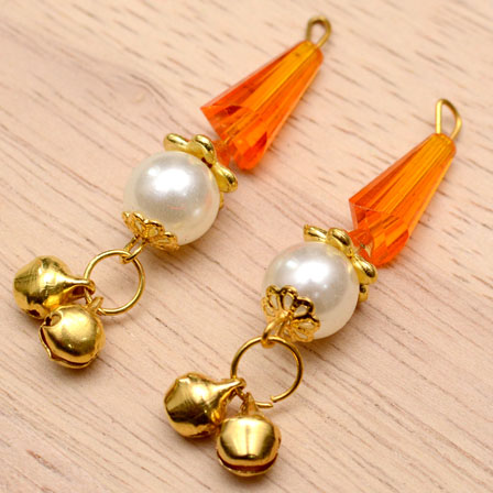 Decorative Handmade Hanging Bells with Orange Stones-0087