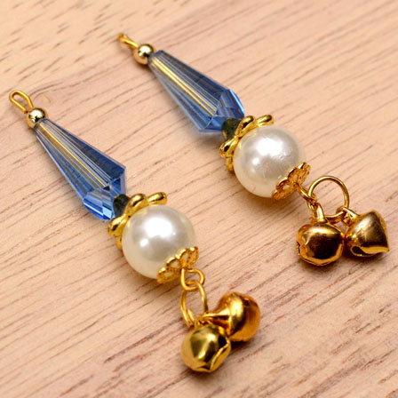 Decorative Handmade Hanging Bells with White Pearls-0080
