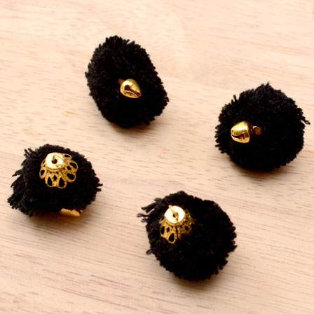 Black Pom Pom Decorative Handmade Latkans with Bells-0066