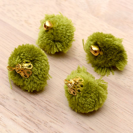Olive Green Pom Pom Decorative Handmade Latkans-0061