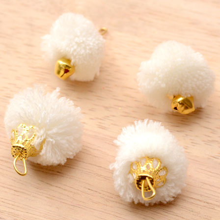 White Pom Pom Decorative Handmade Latkans with Bells-0068