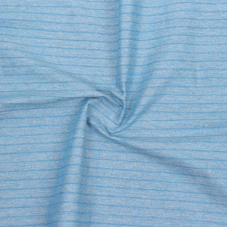 Sky Blue Blue Striped Handloom Cotton Fabric-40725