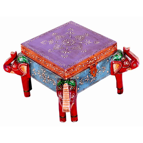 Teak Wood Multicolor Elephant Structure artistic Drawer box